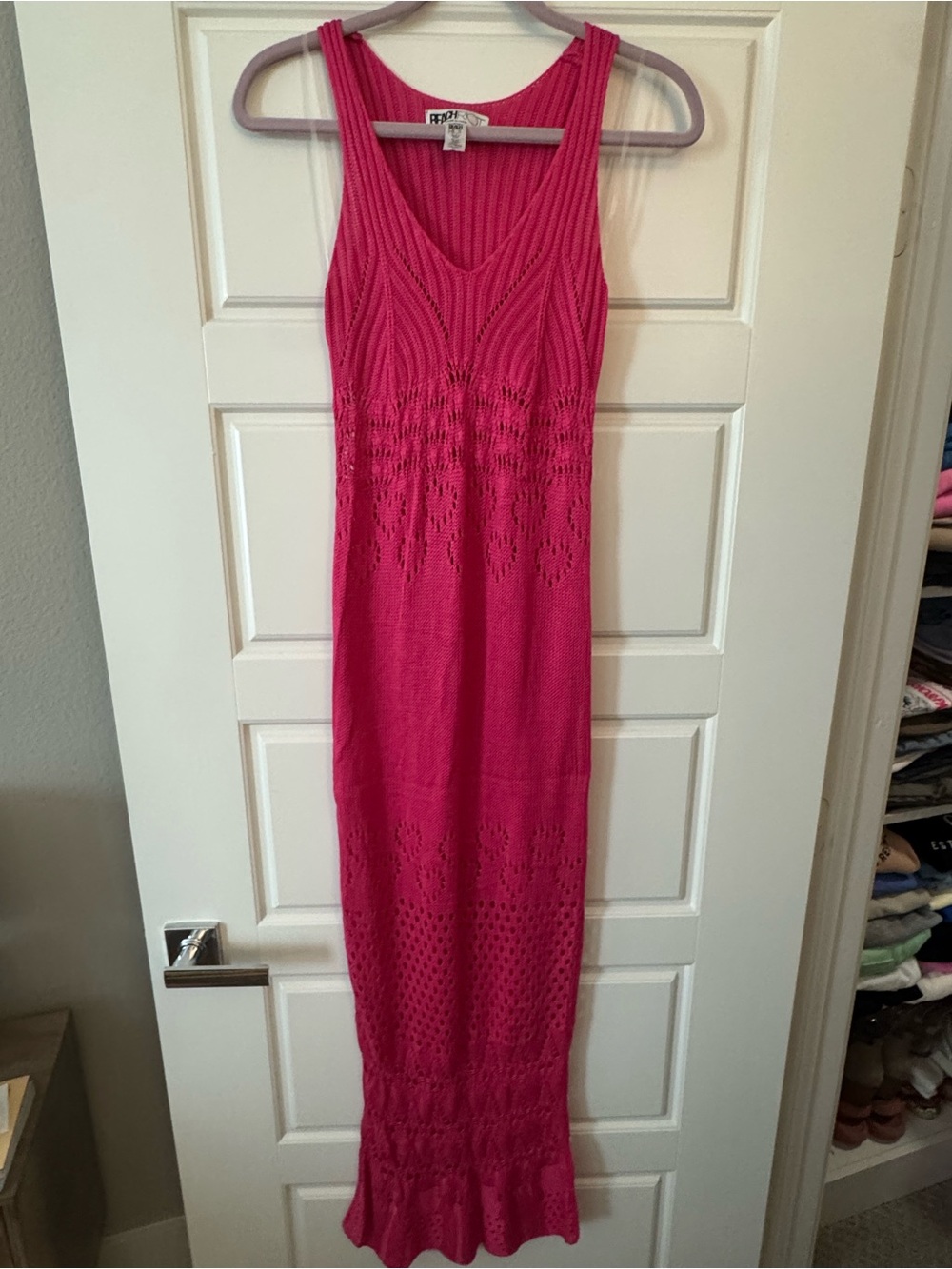 Beach Riot Hot Pink Sleeveless Knit Maxi Dress/Swim Coverup Small